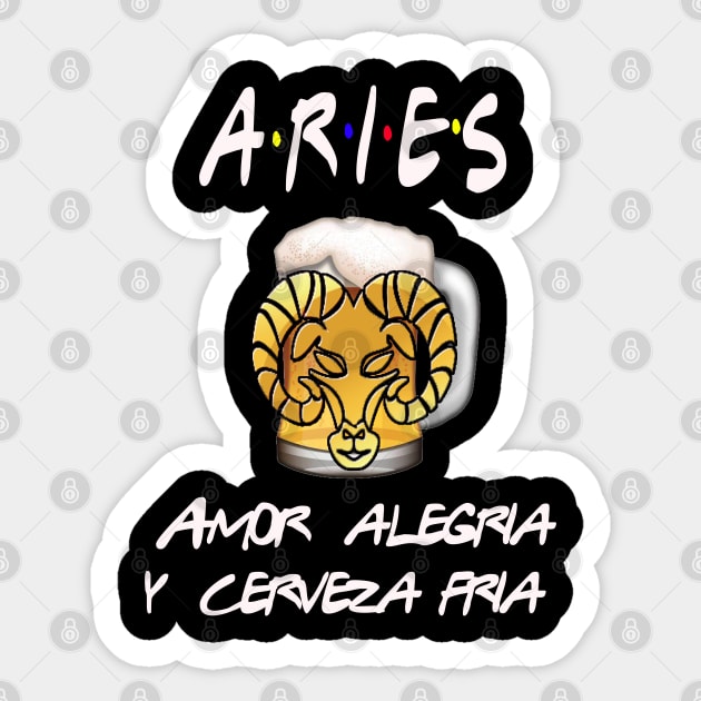 Aries Friends Sticker by Cervezas del Zodiaco